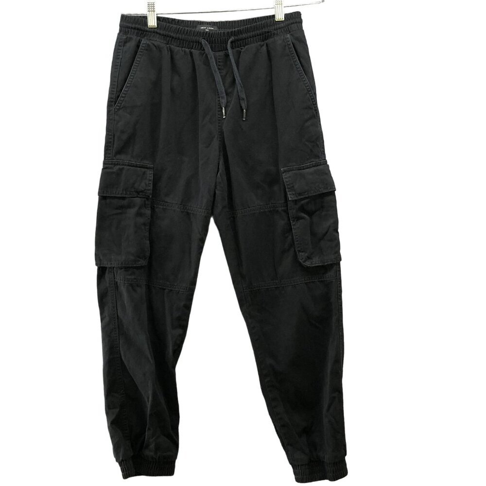 New‎ Look Cargo Jogger Pants Mens Small S Black Pull On Canvas Gorpcore Utility